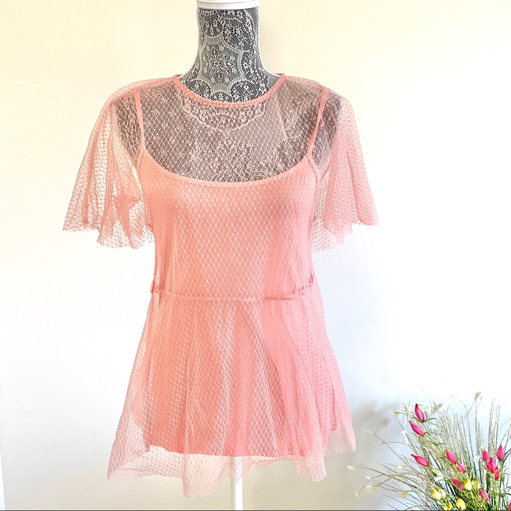 TopShop Sheer Pink Top🌷